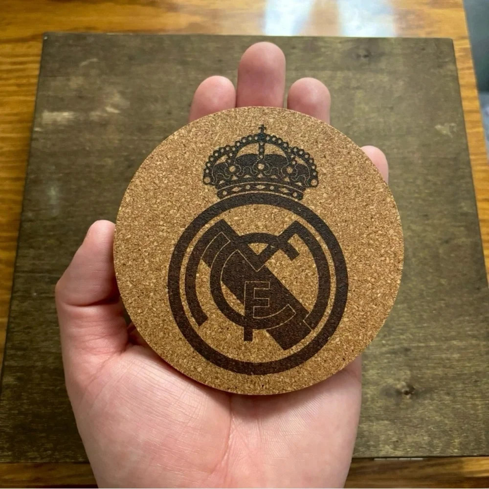 Real Madrid Logo Laser Engraved Cork Coaster